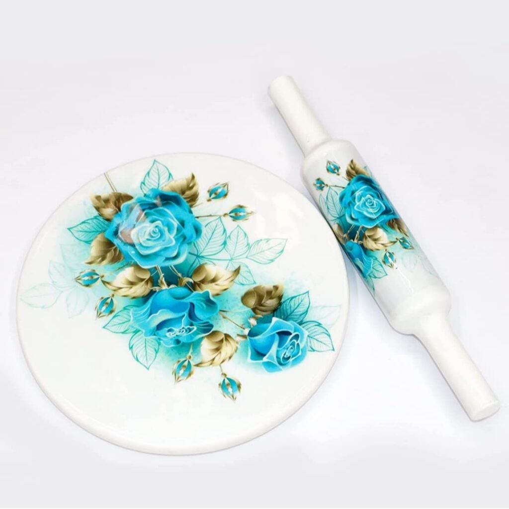 Marble Chakla Belan Set with Enamel Print