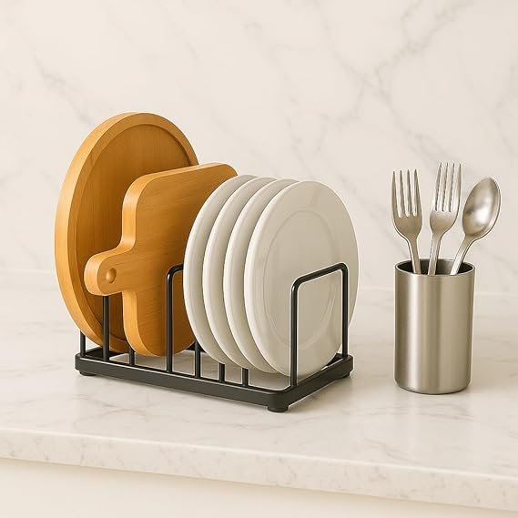 6-Slot Heavy-Duty Iron Storage Stand for Plates - Image 3