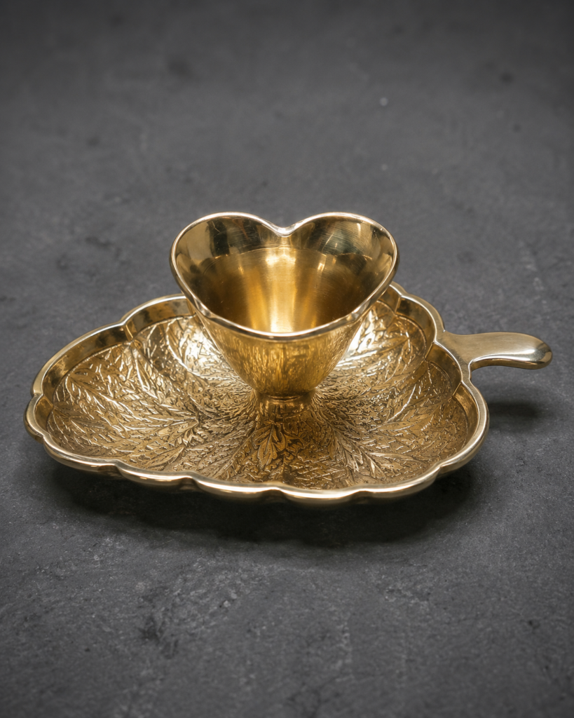 Brass Diya Stand with Decorative Floral Plate