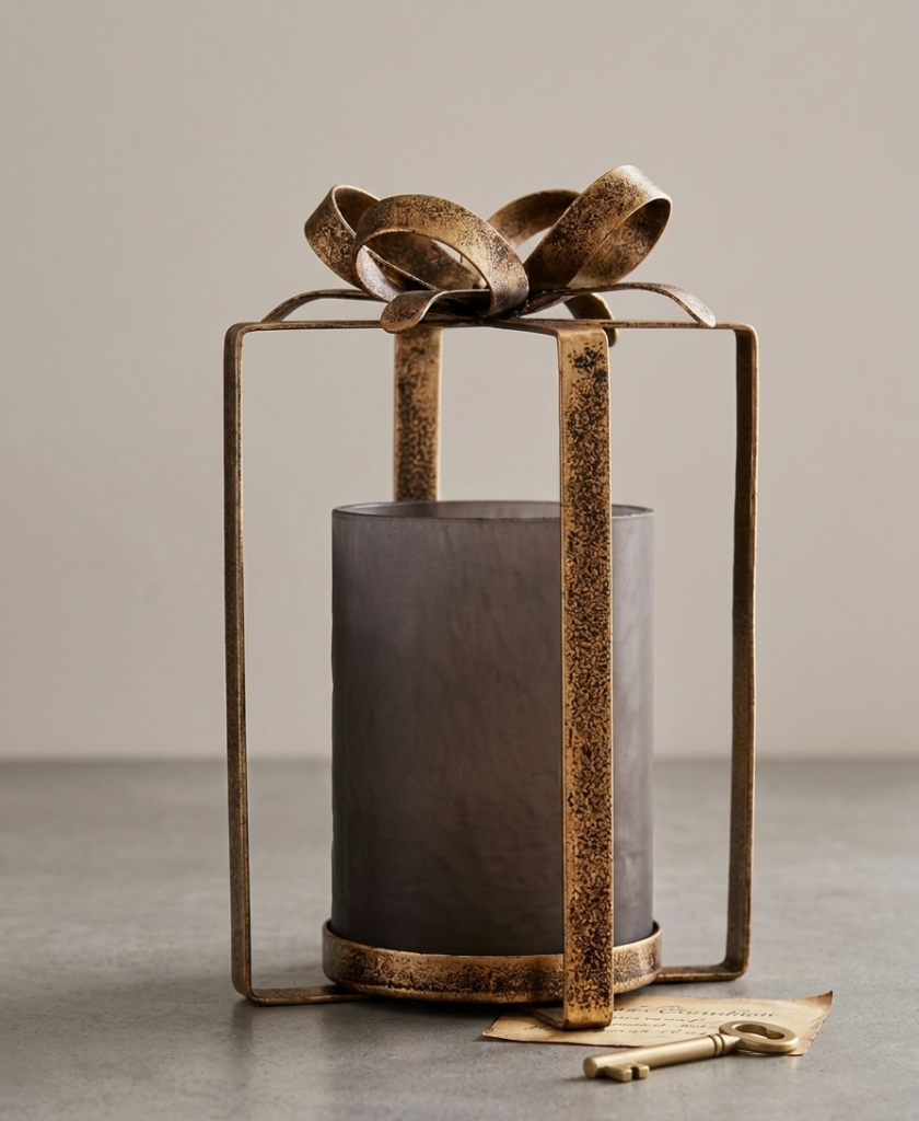 Metallic Gift-Box Candle Holder & Lantern