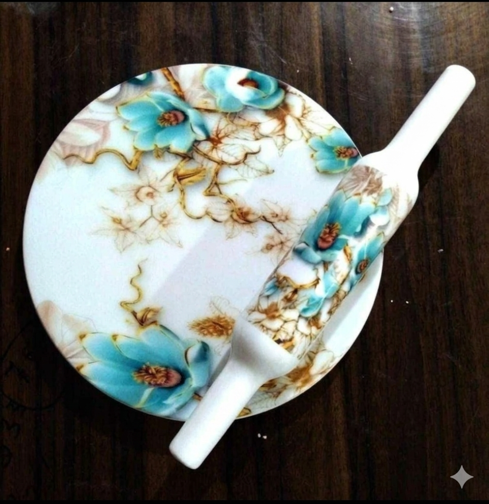 Teal Floral Chakla Belan