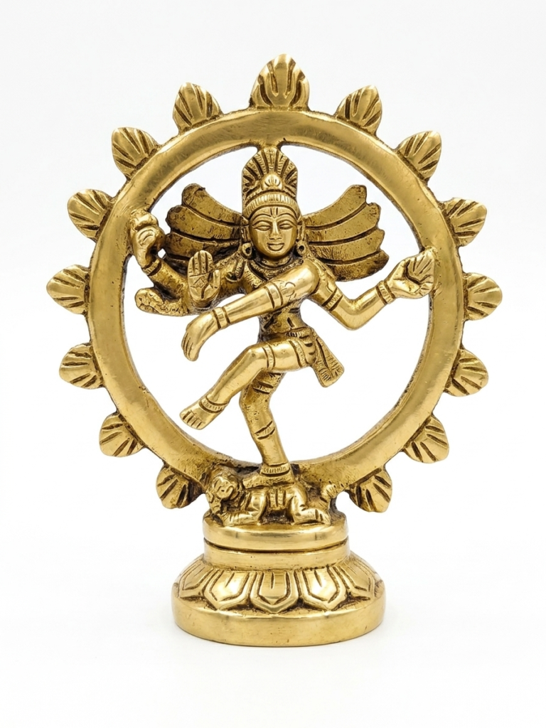 Brass Nataraja Idol | Dancing Shiva Statue for Home Decor & Temple | Handcrafted Brass Natraj Murti