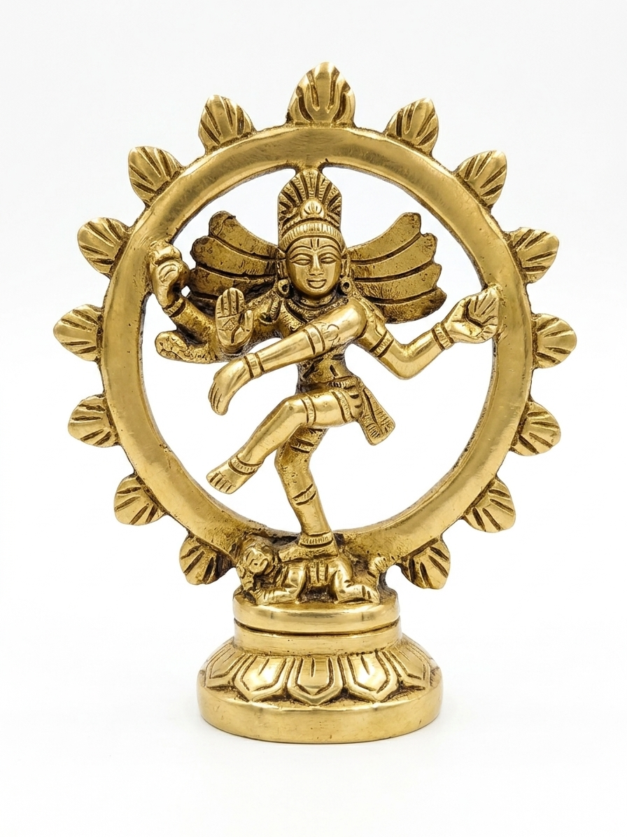 Brass Nataraja Idol | Dancing Shiva Statue for Home Decor & Temple | Handcrafted Brass Natraj Murti